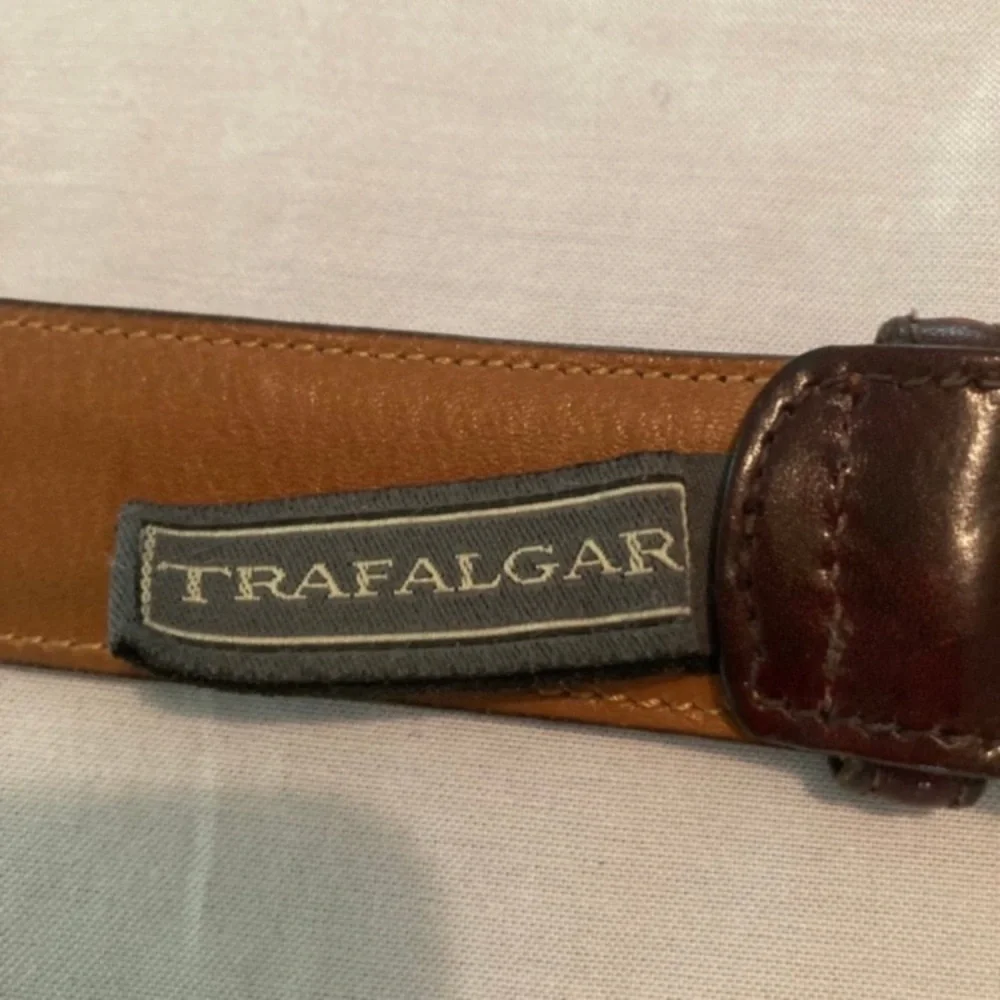 Trafalgar Dark Brown Leather Belt with Gold-Tone Buckle